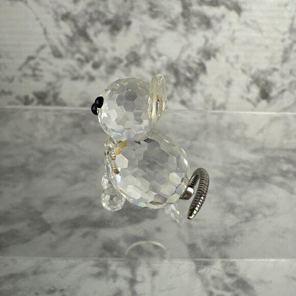 Vintage Swarovski Austrian Lead Crystal Faceted Cat With Posable Metal Tail - Picture 2 of 7